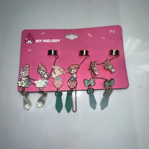 Sanrio My Melody cuff studded earrings set of 3 - Picture 2 of 4